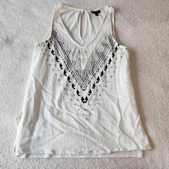 Apt. 9 White Geometric Embroidered Tank Top - Picture 1 of 8